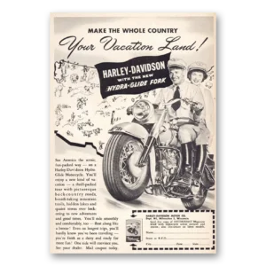 1949 Harley Davidson Print Ad | Vacation Land