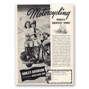 1949 Harley Davidson Hydra Glide Print Ad | Motorcycling
