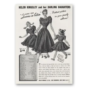 1949 Helen Kingsley Print Ad | Darling Daughters