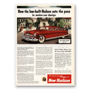 1949 Hudson Motor Car Print Ad | Sets Pace