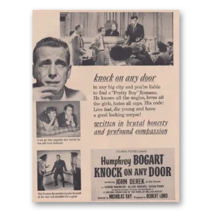 1949 Knock On Any Door Movie Promo Print Ad | Humphrey Bogart
