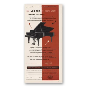 1949 Lester Piano Print Ad | Concert Grand