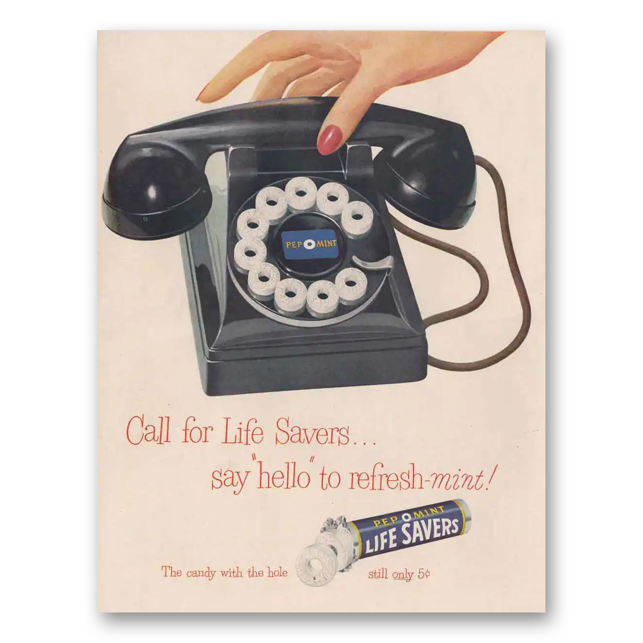 1949 Pep O Mint Life Savers Print Ad | Say Hello