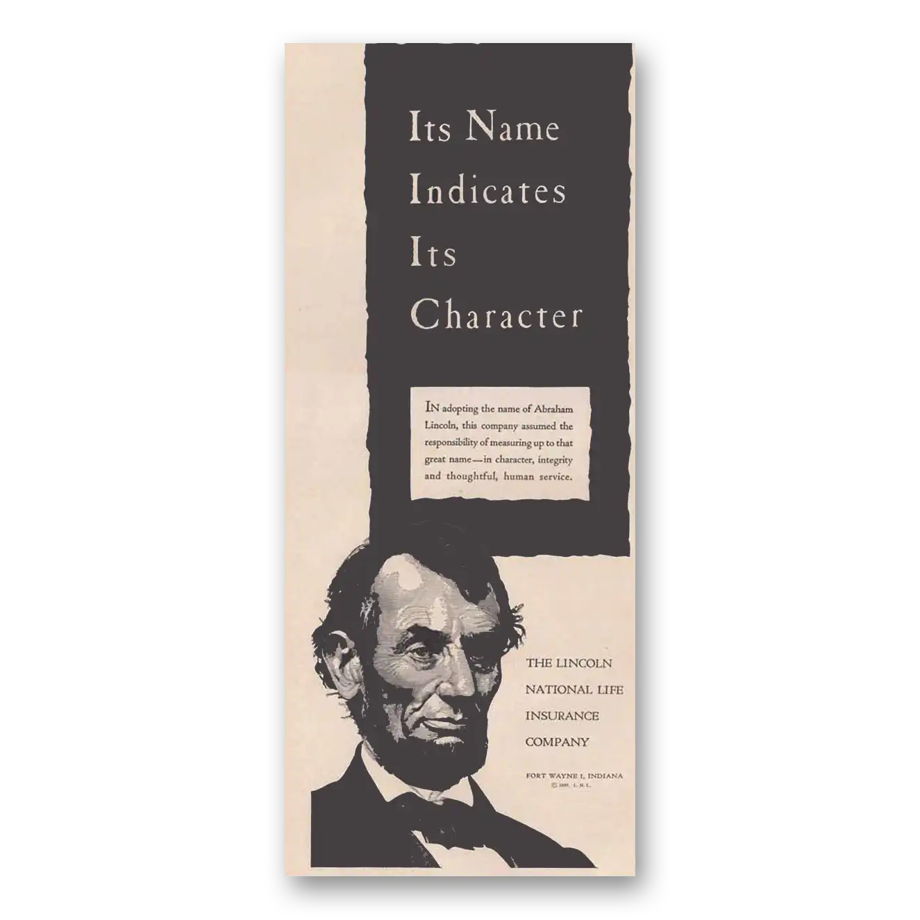 1949 Lincoln National Life Insurance Print Ad | Name Indicates