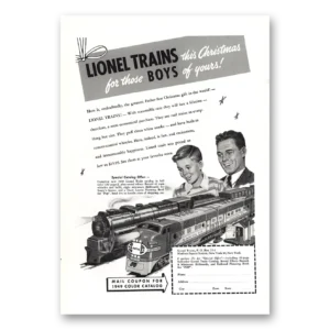 1949 Lionel Trains Print Ad | This Christmas For Those Boys Yours