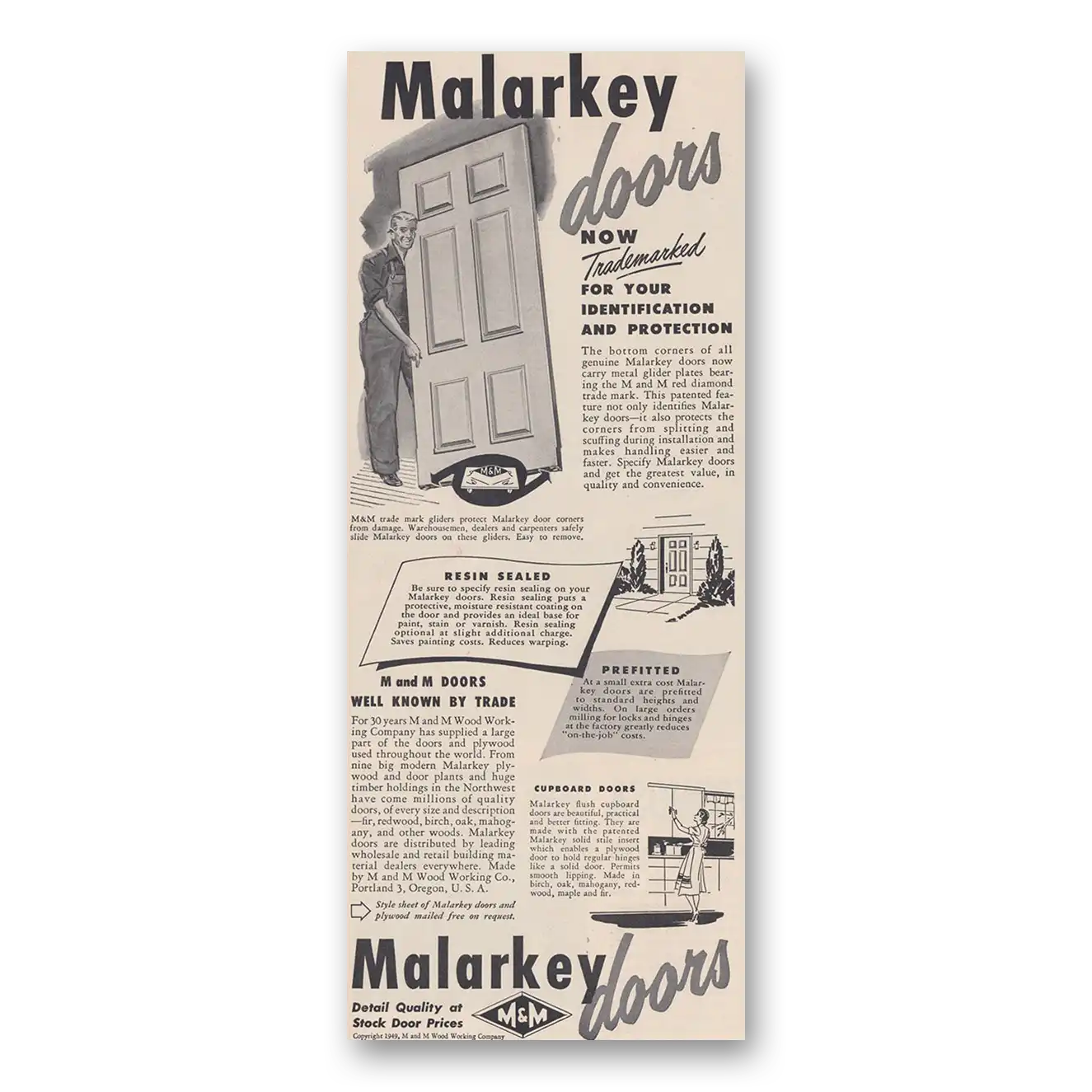 1949 Malarkey Doors Print Ad | Trademarked