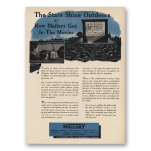 1949 P R Mallory Print Ad | Stars Shine Outdoors