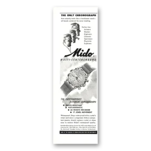 1949 Mido Watch Print Ad | Chronograph