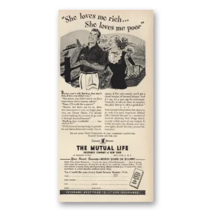 1949 Mutual Life Insurance Print Ad | She Loves Me