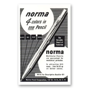 1949 Norma Pencil Print Ad | 4 Colors In One Pencil