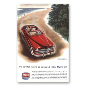 1949 Plymouth Convertible Print Ad | White Sidewall