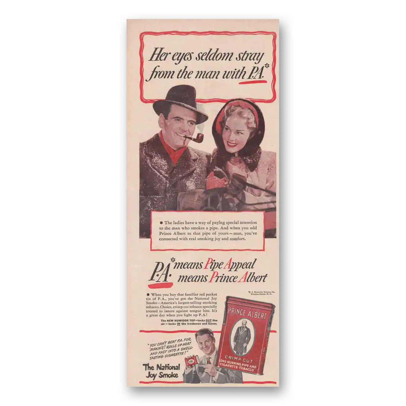 1949 Prince Albert Tobacco Print Ad | Crimp Cut