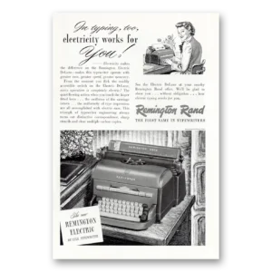 1949 Remington Typewriter Print Ad | Electricity Works