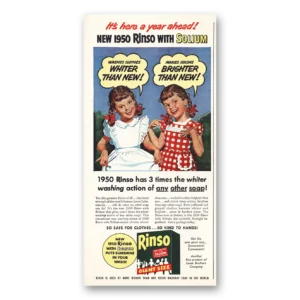 1949 Rinso Detergent Print Ad | Solium Whiter Than New