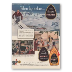 1949 Schenley Whiskey Print Ad | Done Skiing