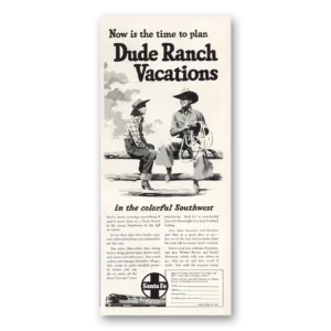 1949 Santa Fe Railway Print Ad | Dude Ranch