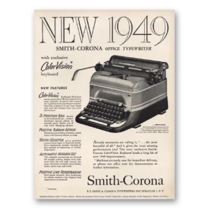 1949 Smith Corona Typewriters Print Ad | Color Vision