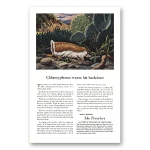 1949 Travelers Insurance Print Ad | Chlamyphorus