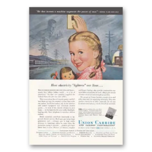 1949 Union Carbide Print Ad | Electricity Lightens