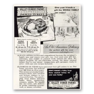 1949 Valley Forge Farms Print Ad | Smoked Turkey