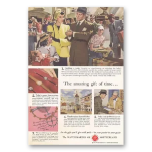 1949 Watchmakers of Switzerland Print Ad | Catching Train