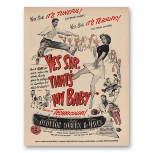 1949 Yes Sir Thats My Baby Promo Print Ad | Donald Oconnor