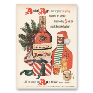1950 Ancient Age Whiskey Print Ad | Best For Giving Getting Christmas