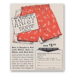 1950 Mister Short Antsy Pants Print Ad | Antsy Pants