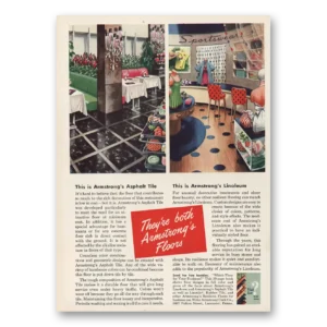 1950 Armstrong Linoleum Floors Print Ad | Asphalt Tile