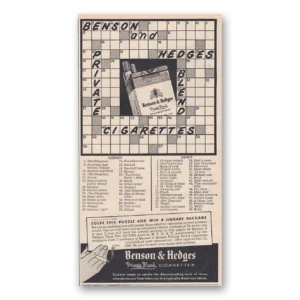 1950 Benson & Hedges Cigarettes Print Ad | Crossword Puzzle