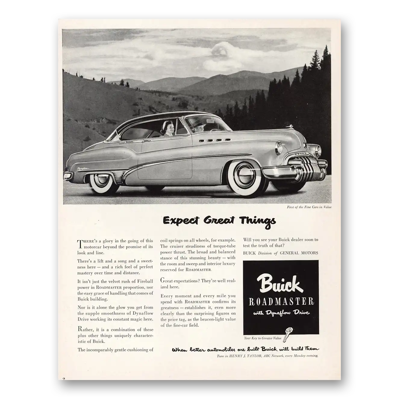 1950 Buick Roadmaster Print Ad | Great Things