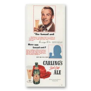 1950 Carlings Red Cap Ale Print Ad | Randolph Scott