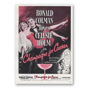 1950 Champagne for Caesar Movie Promo Print Ad | Ronald Colman