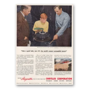 1950 Chrysler Corporation Print Ad | Automobile Brake
