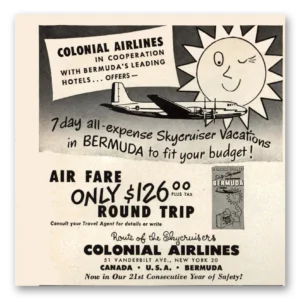 1950 Colonial Airlines Print Ad | Skycruiser