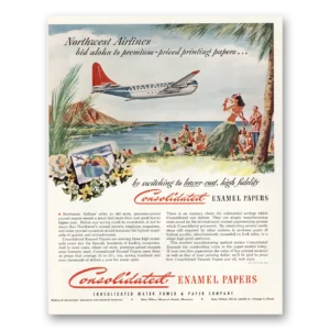 1950 Consolidated Enamel Papers Print Ad | Northwest Airlines