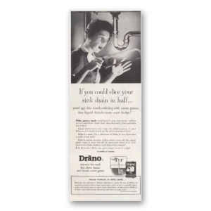 1950 Drano Print Ad | Sink Drain