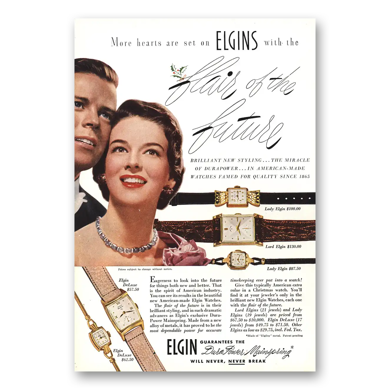 1950 Elgin Watch Print Ad | Flair Future
