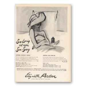 1950 Elizabeth Arden Print Ad | Sun Loving