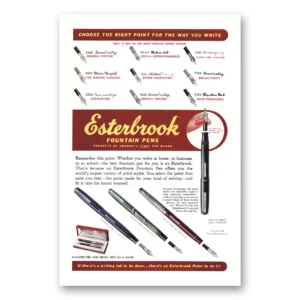 1950 Esterbrook Fountain Pen Print Ad | Right Point
