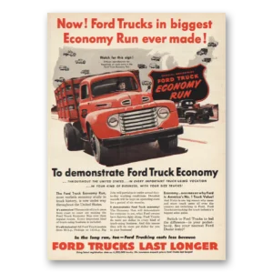 1950 Ford Trucks Print Ad | Economy Run