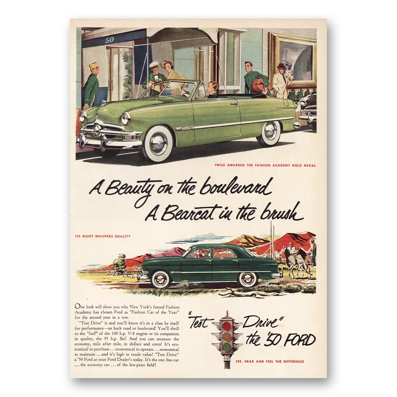 1950 Ford Print Ad | Bearcat In The Brush
