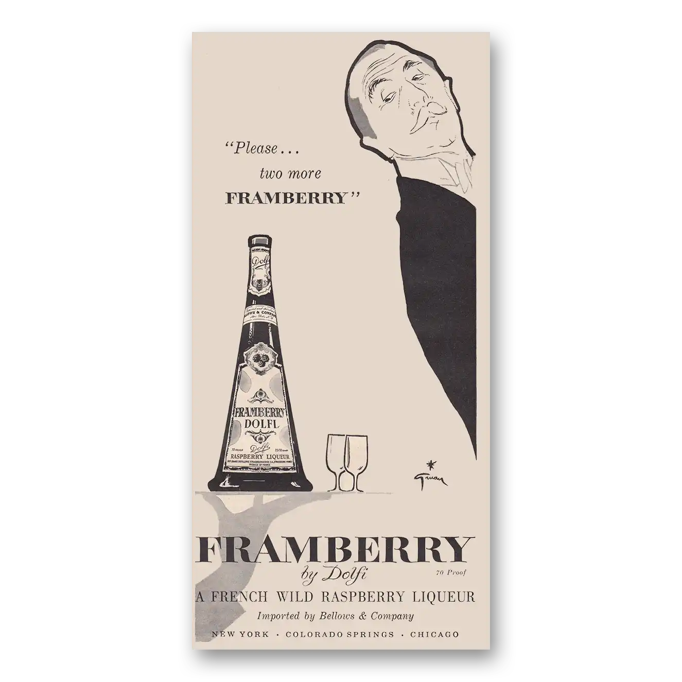 1950 Framberry Liqueur Print Ad | Delfi