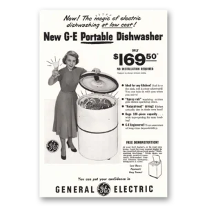 1950 General Electric Dishwasher Print Ad | Ge Dishwasher