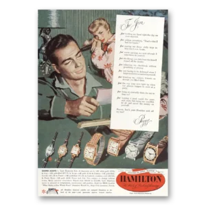 1950 Hamilton Watch Print Ad | To Jim