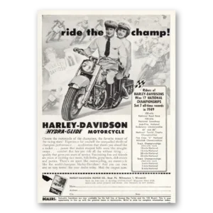 1950 Harley Davidson Print Ad | Ride Champ