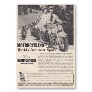1950 Harley Davidson Hydra Glide Print Ad | Motorcycling