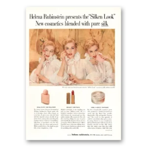 1950 Helena Rubinstein Cosmetics Print Ad | Silken Look