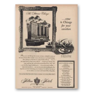 1950 The Stevens Hilton Hotel Print Ad | Stevens Chicago