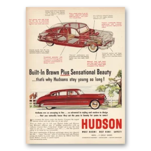 1950 Hudson Motor Car Print Ad | Built In Brawn